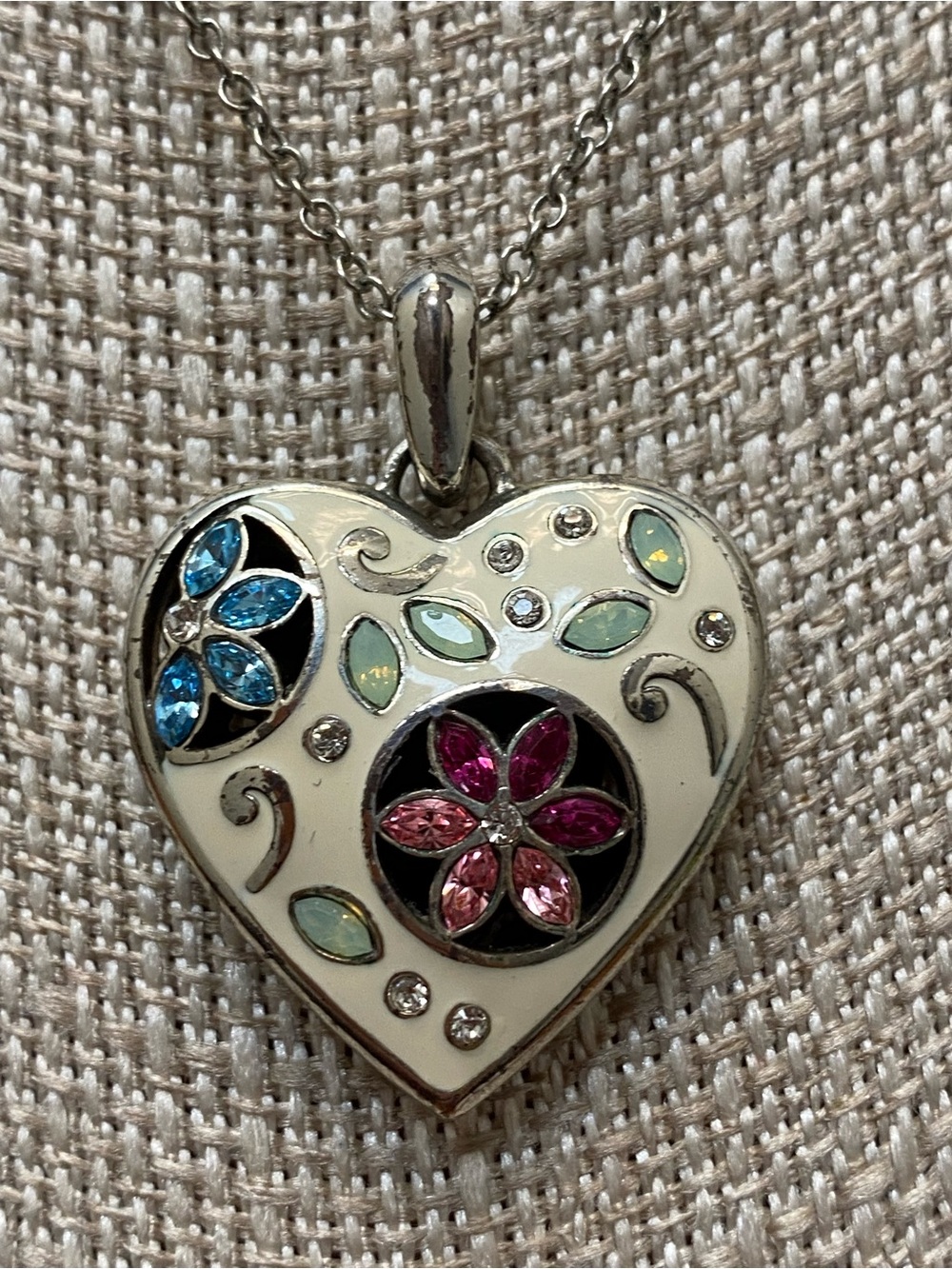Brighton Giardino Silver Plated, Enamel, Swarovski necklace